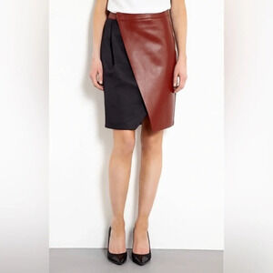 SPORTMAX  Genuine Leather Pensil Skirt Chestnut Brown Size 14 US NWOT